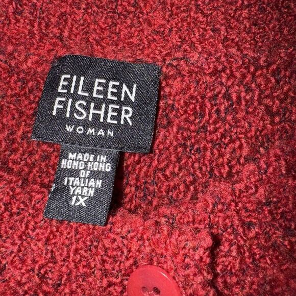Eileen Fisher Italian Yarn Sweater Cardigan Maroon Size 1X Button Front - Picture 5 of 6